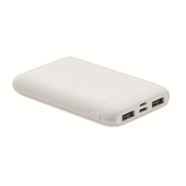 Obrázky: Powerbanka 5000 mAh z recykl. ABS, bílá