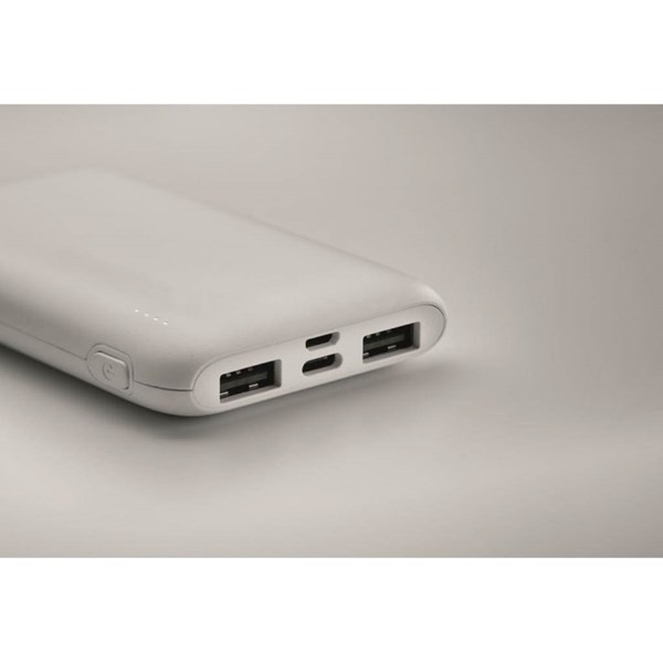 Obrázky: Powerbanka 5000 mAh z recykl. ABS, bílá, Obrázek 5