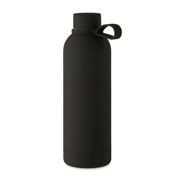 Obrázky: Černá termoska 500ml z rec. oceli s pogum.povrchem