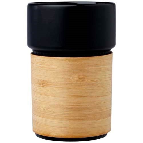 Obrázky: Černý 340ml keram. hrnek s bambusovým návlekem, Obrázek 3