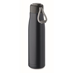 Obrázky: Dvoustěnná nerez. láhev s poutkem 500 ml, nám.modrá