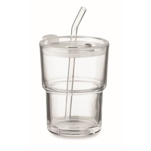 Obrázky: Sklenice 400 ml s víčkem a skleněným brčkem
