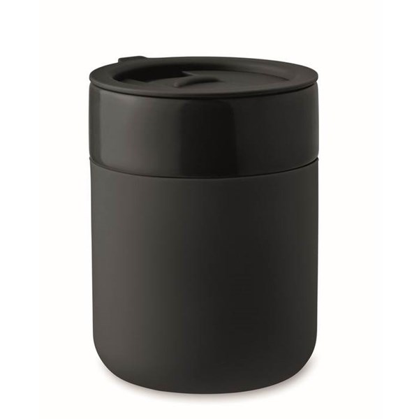 Obrázky: Keram. pohárek 330 ml s odním. návlek, černá