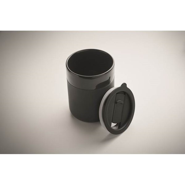 Obrázky: Keram. pohárek 330 ml s odním. návlek, černá, Obrázek 4