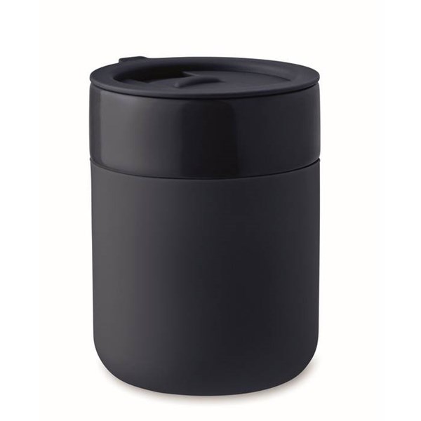 Obrázky: Keramický pohárek 330 ml s odním. návlekem, modrá