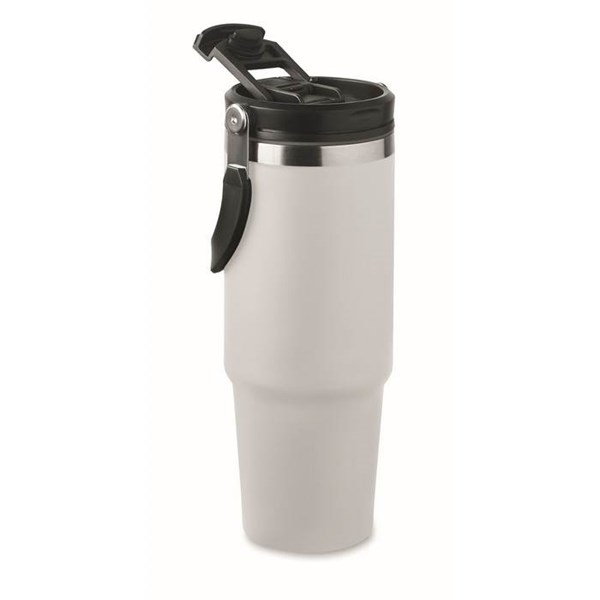Obrázky: Bílý dvoustěnný hrnek 850 ml s vnitřním brčkem, Obrázek 2