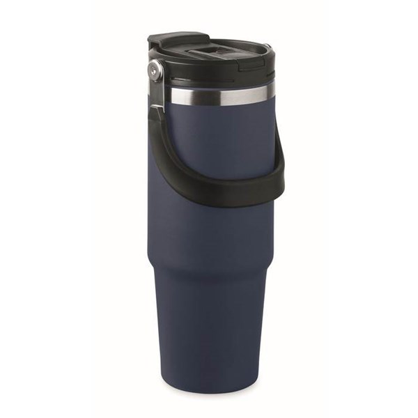 Obrázky: Modrý dvoustěnný hrnek 850 ml s vnitřním brčkem, Obrázek 5