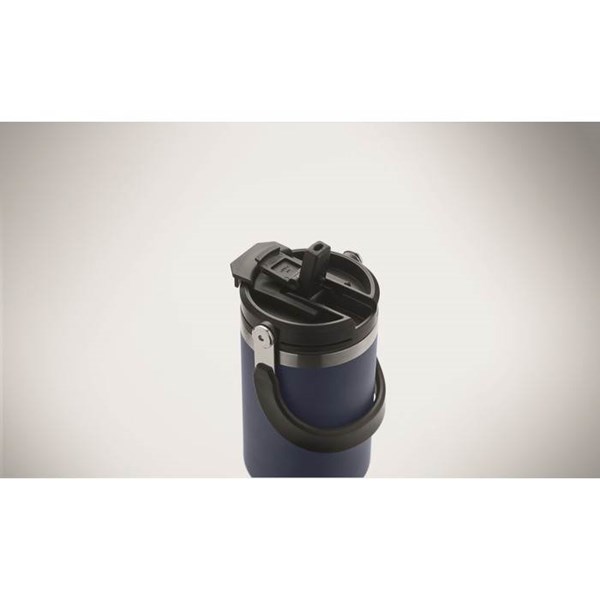 Obrázky: Modrý dvoustěnný hrnek 850 ml s vnitřním brčkem, Obrázek 6