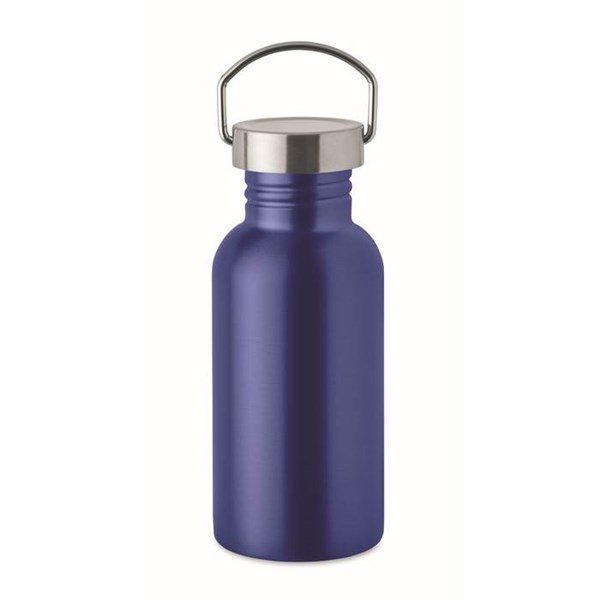 Obrázky: Jednostěnná recykl. nerez láhev 500ml, stř. modrá