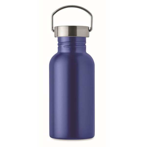 Obrázky: Jednostěnná recykl. nerez láhev 500ml, stř. modrá, Obrázek 2