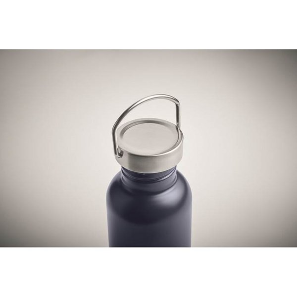 Obrázky: Jednostěnná recykl. nerez láhev 500ml, tm. modrá, Obrázek 2