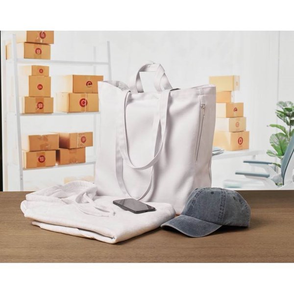 Obrázky: Nákupní/plážová taška z rec. polyBA 380g/m2, bílá, Obrázek 6