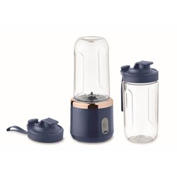 Obrázky: Modrý přenosný mixér 2x 400ml s USB dobíjením