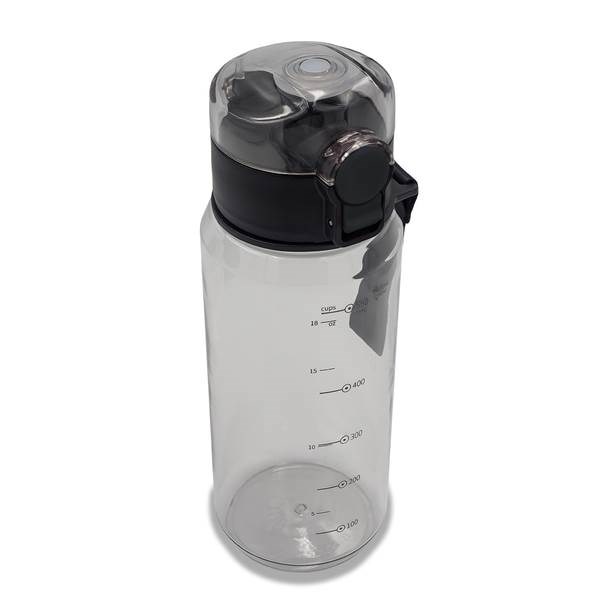 Obrázky: Láhev z trit. 680 ml s ukaz. pitného režimu, černá, Obrázek 4