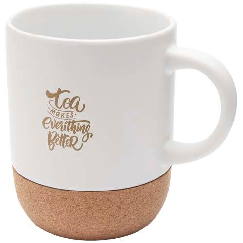 Obrázky: Matný keram. hrnek 300 ml s korkem, bílá, Obrázek 5