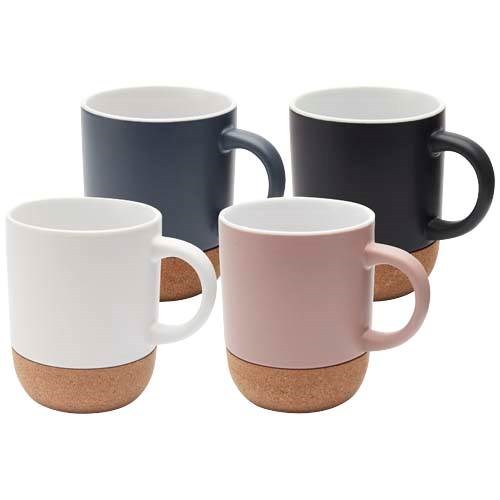 Obrázky: Matný keram. hrnek 300 ml s korkem, tm. modrá, Obrázek 4