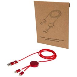 Obrázky: Červený rychlonabíjecí 27W kabel 5v1 150 cm,hliník