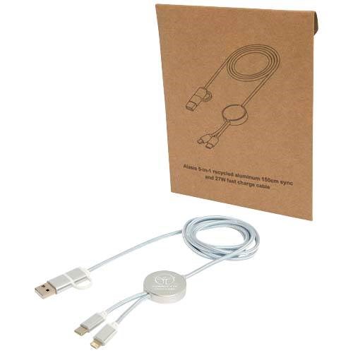 Obrázky: Stříbrný rychlonabíjecí 27W kabel 5v1 150 cm,hliník, Obrázek 6