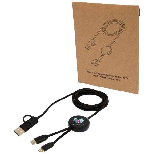 Obrázky: Černý rychlonabíjecí 27W kabel 5v1, 150 cm, plast, Obrázek 9