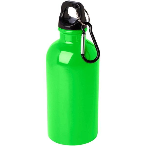 Obrázky: Nerezová láhev 400ml s karabinou, sv. zelená