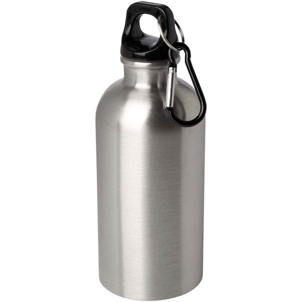 Obrázky: Nerezová láhev 400ml s karabinou, stříbrná