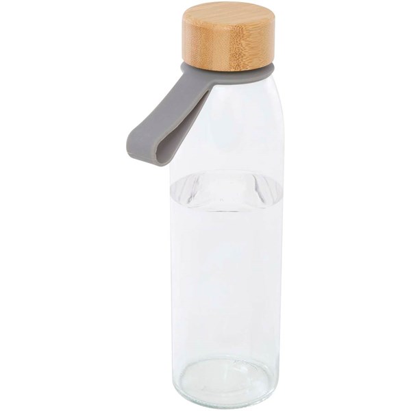 Obrázky: Skleněná láhev na vodu 500ml se silikonovou rukojetí, šedá, Obrázek 2