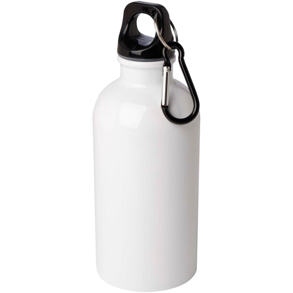 Obrázky: Nerezová láhev 400ml s karabinou, bílá, Obrázek 2