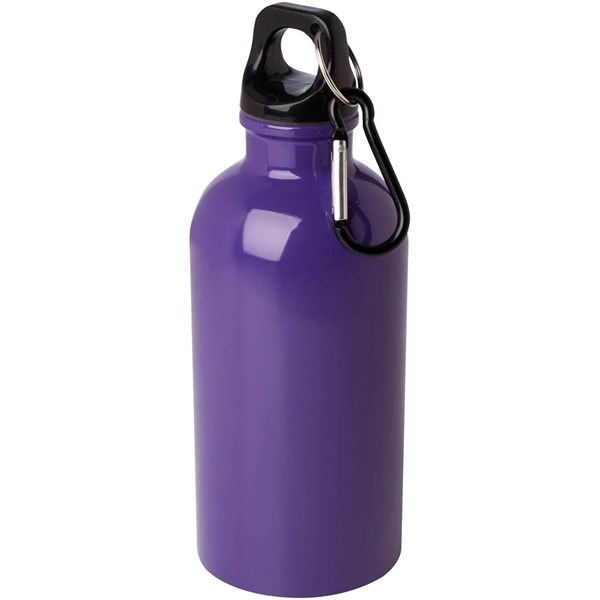 Obrázky: Nerezová láhev 400ml s karabinou, fialová, Obrázek 2