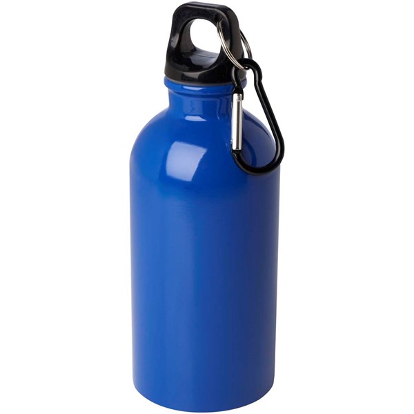 Obrázky: Nerezová láhev 400ml s karabinou, modrá, Obrázek 2