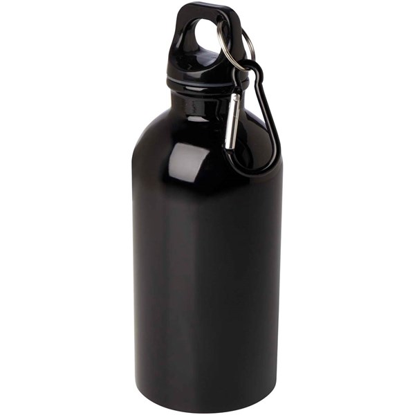 Obrázky: Nerezová láhev 400ml s karabinou, černá, Obrázek 2