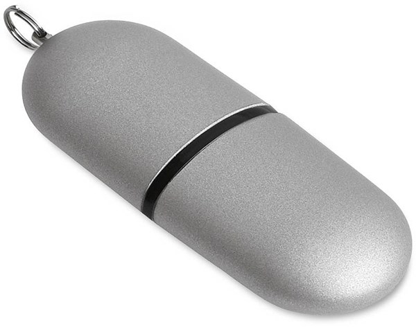 Obrázky: Infocap stříbrný oválný USB flash disk s očkem,2GB, Obrázek 2