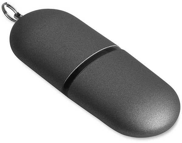 Obrázky: Infocap titanový oválný USB flash disk s očkem,1GB, Obrázek 2