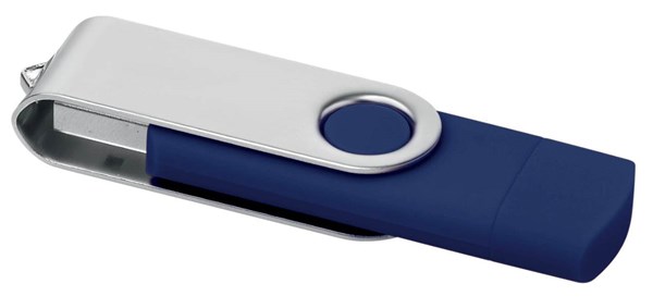 Obrázky: Tmav.modrý OTG Twister USB flash disk s USB-C, 16GB, Obrázek 2