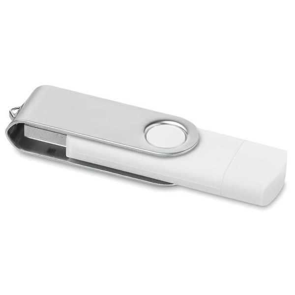 Obrázky: Bílý OTG Twister USB flash disk s USB-C, 32GB, Obrázek 3
