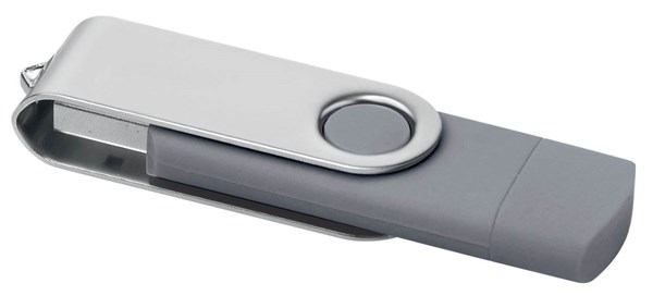 Obrázky: Šedý OTG Twister USB flash disk s USB-C, 16GB, Obrázek 2