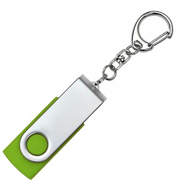 Obrázky: Twister stříb.-zelený USB flash disk,přívěsek,64GB
