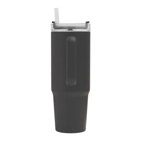 Obrázky: Černý dvoustěnný termohrnek 900ml, brčko a ucho, Obrázek 4