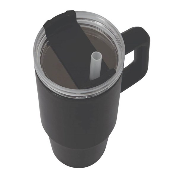 Obrázky: Černý dvoustěnný termohrnek 900ml, brčko a ucho, Obrázek 5