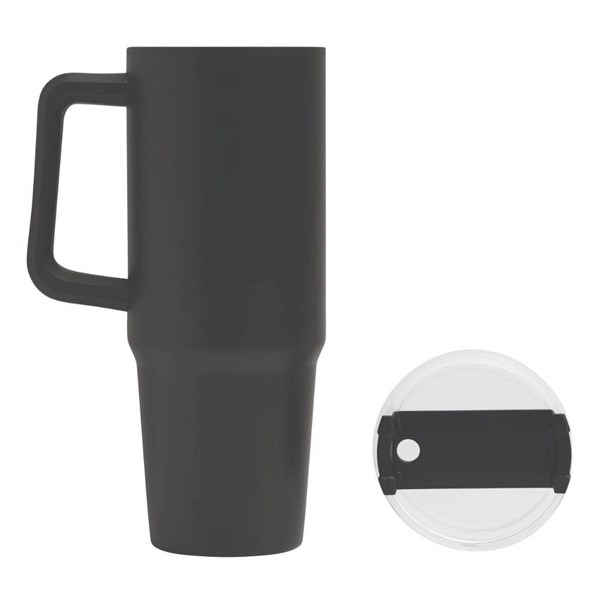 Obrázky: Černý dvoustěnný termohrnek 900ml, brčko a ucho, Obrázek 6