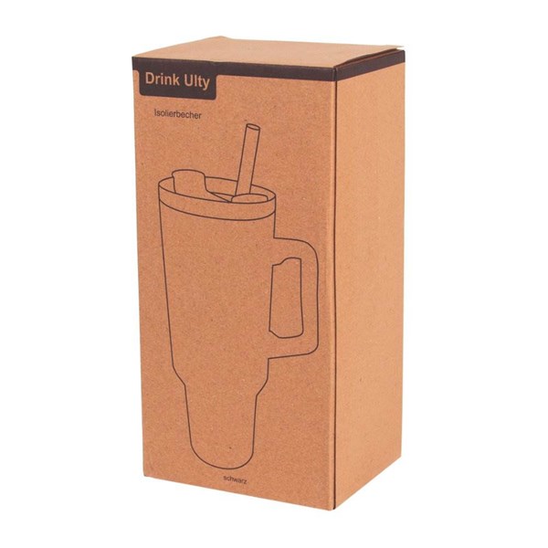 Obrázky: Černý dvoustěnný termohrnek 900ml, brčko a ucho, Obrázek 8