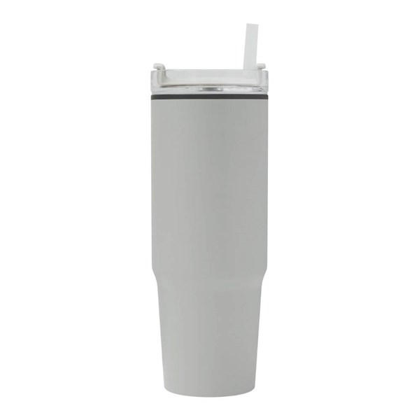 Obrázky: Sv. šedý dvoustěnný termohrnek 900ml, brčko a ucho, Obrázek 4