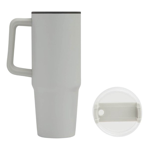 Obrázky: Sv. šedý dvoustěnný termohrnek 900ml, brčko a ucho, Obrázek 7