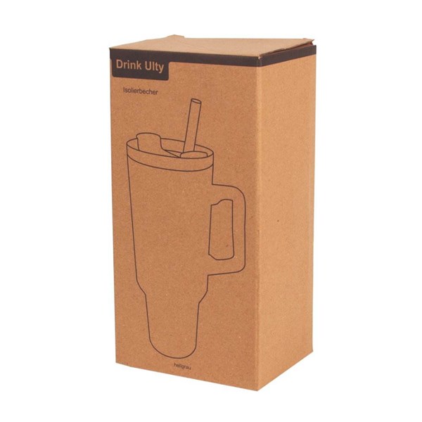 Obrázky: Sv. šedý dvoustěnný termohrnek 900ml, brčko a ucho, Obrázek 9