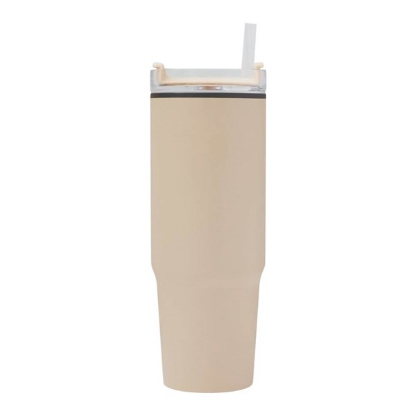 Obrázky: Béžový dvoustěnný termohrnek 900ml, brčko a ucho, Obrázek 4