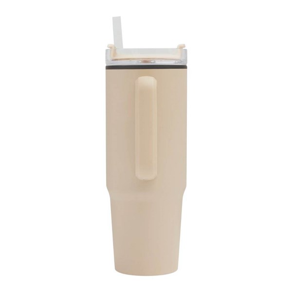 Obrázky: Béžový dvoustěnný termohrnek 900ml, brčko a ucho, Obrázek 5