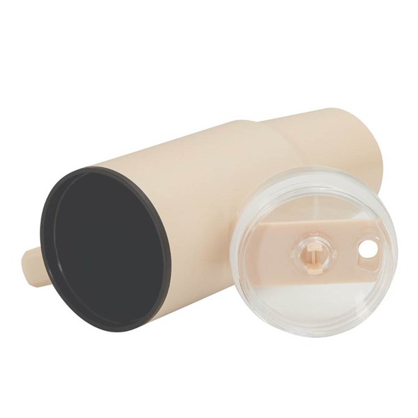 Obrázky: Béžový dvoustěnný termohrnek 900ml, brčko a ucho, Obrázek 8