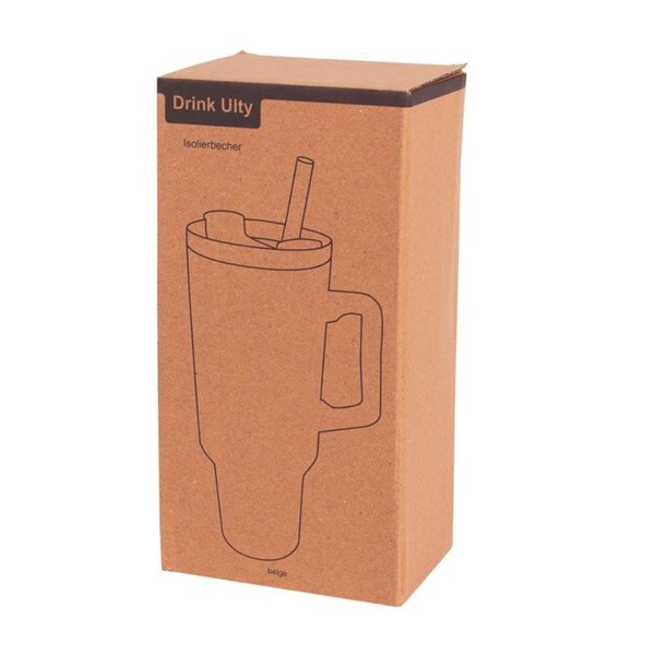 Obrázky: Béžový dvoustěnný termohrnek 900ml, brčko a ucho, Obrázek 9