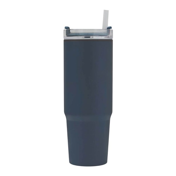 Obrázky: Modrý dvoustěnný termohrnek 900ml, brčko a ucho, Obrázek 4