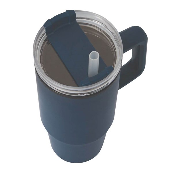 Obrázky: Modrý dvoustěnný termohrnek 900ml, brčko a ucho, Obrázek 6