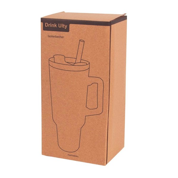 Obrázky: Modrý dvoustěnný termohrnek 900ml, brčko a ucho, Obrázek 9